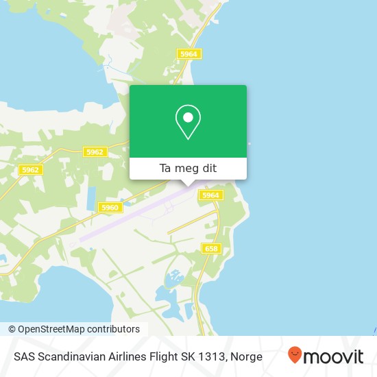SAS Scandinavian Airlines Flight SK 1313 kart