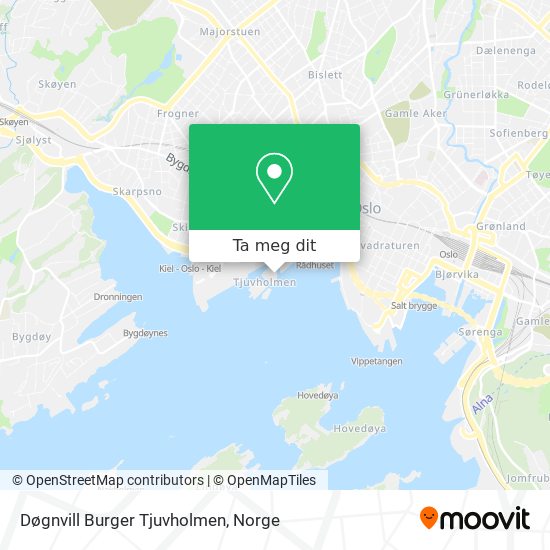 Døgnvill Burger Tjuvholmen kart