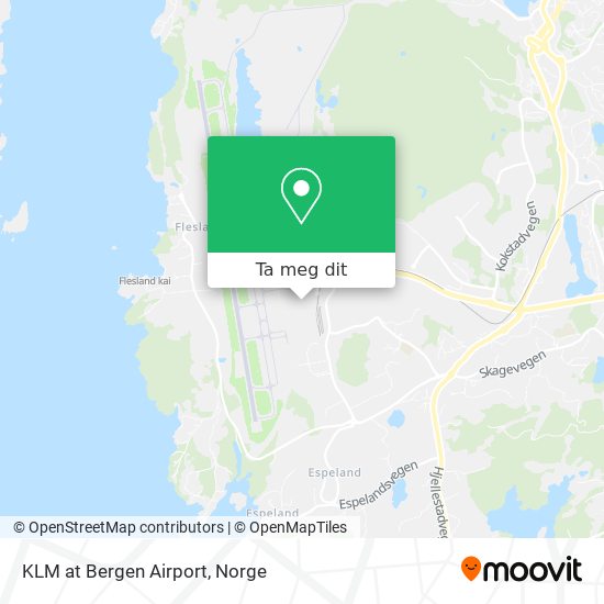 KLM at Bergen Airport kart