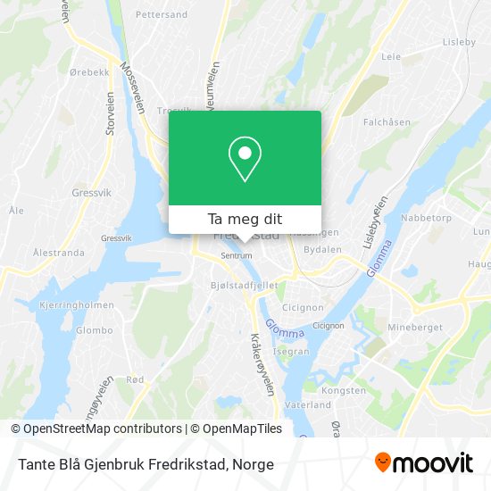 Tante Blå Gjenbruk Fredrikstad kart