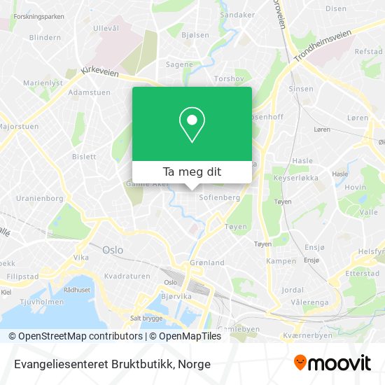 Evangeliesenteret Bruktbutikk kart
