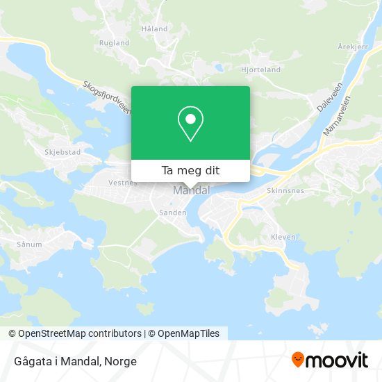 Gågata i Mandal kart