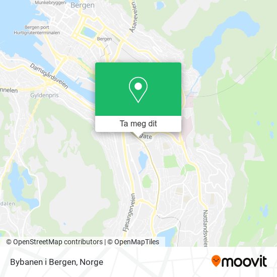 Bybanen i Bergen kart