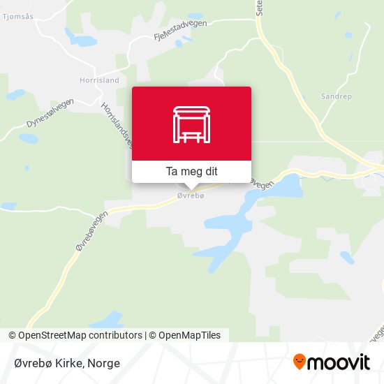 Øvrebø Kirke kart