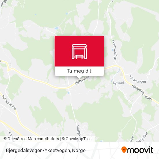 Bjørgedalsvegen/Yksetvegen kart