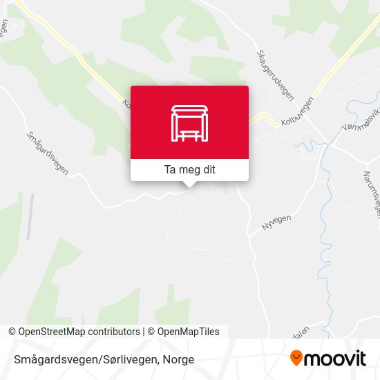 Smågardsvegen/Sørlivegen kart