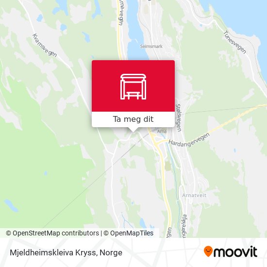 Mjeldheimskleiva Kryss kart