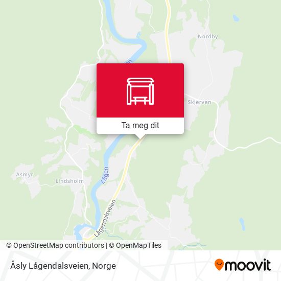 Åsly Lågendalsveien kart