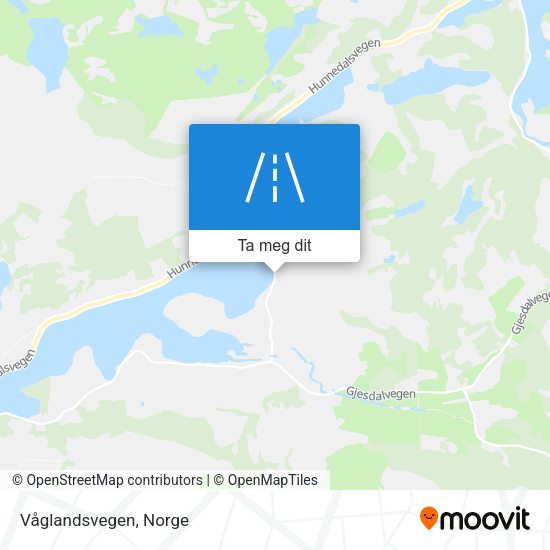 Våglandsvegen kart