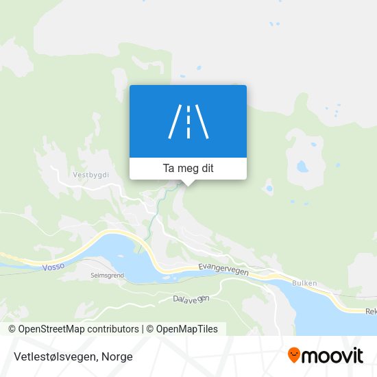 Vetlestølsvegen kart