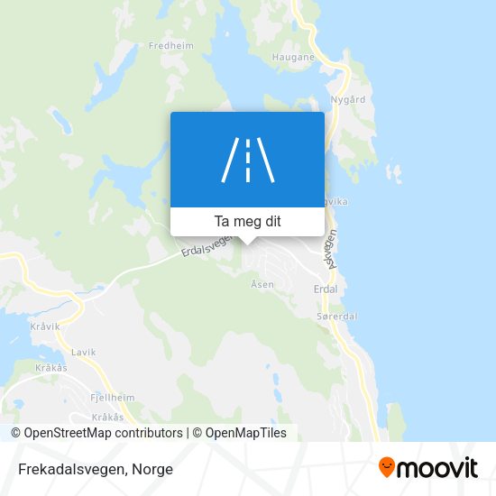 Frekadalsvegen kart