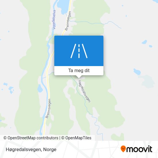 Høgredalsvegen kart