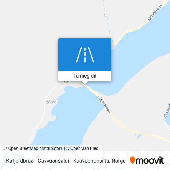 Kåfjordbrua - Gávvuonšaldi - Kaavuononsilta kart
