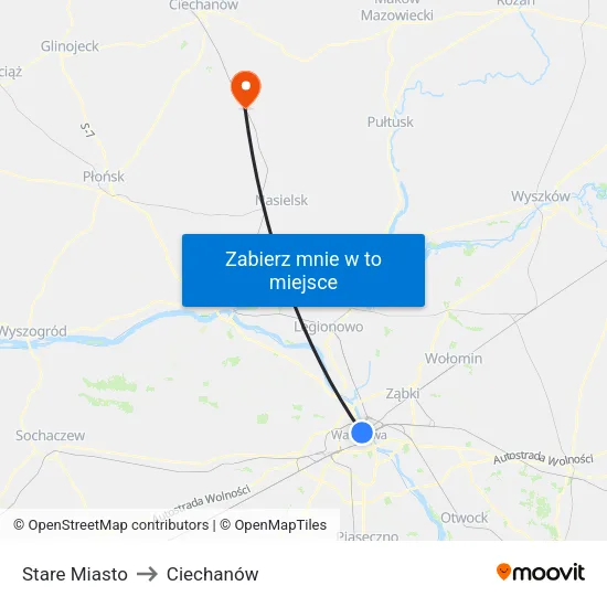 Stare Miasto to Ciechanów map