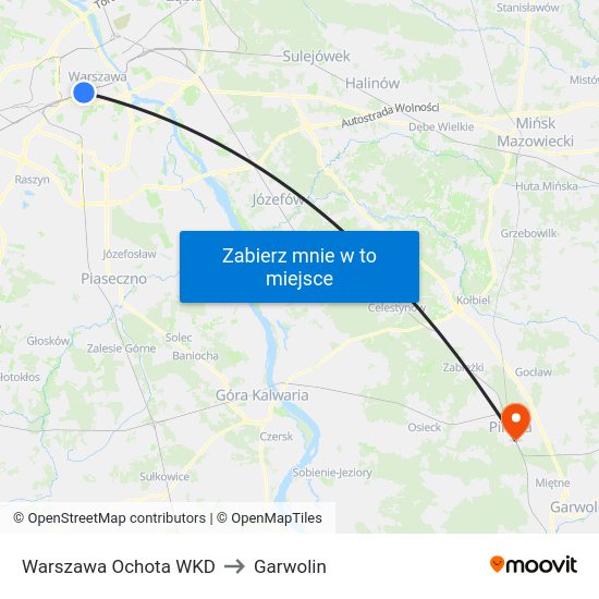 Warszawa Ochota WKD to Garwolin map