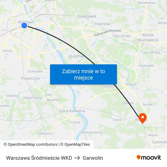 Warszawa Śródmieście WKD to Garwolin map