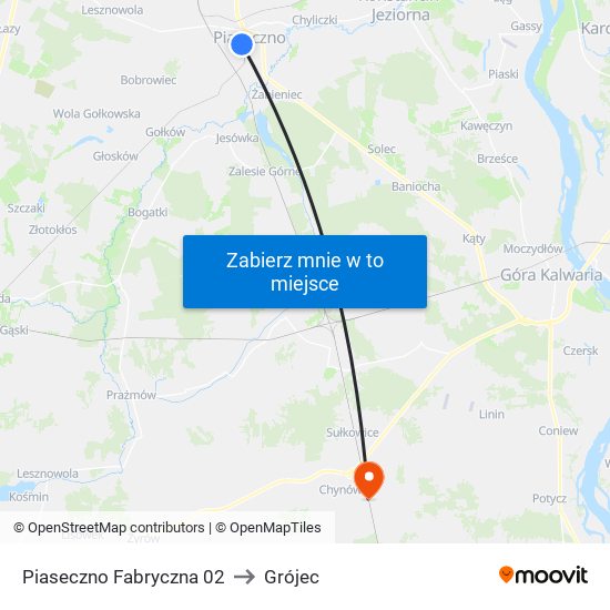 Piaseczno Fabryczna 02 to Grójec map