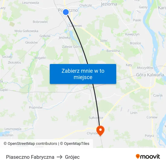 Piaseczno Fabryczna to Grójec map