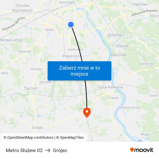 Metro Służew 02 to Grójec map