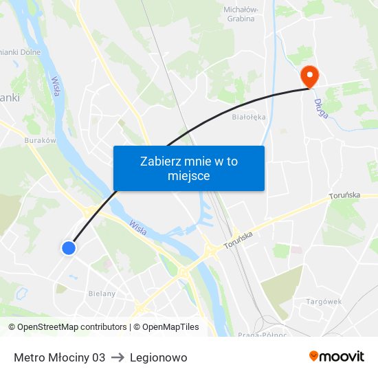 Metro Młociny 03 to Legionowo map