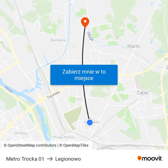 Metro Trocka 01 to Legionowo map