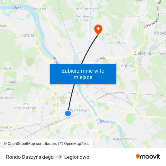 Rondo Daszyńskiego to Legionowo map