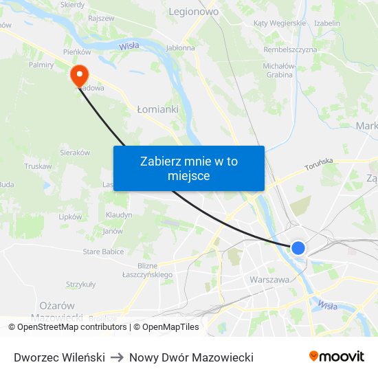 Dworzec Wileński to Nowy Dwór Mazowiecki map