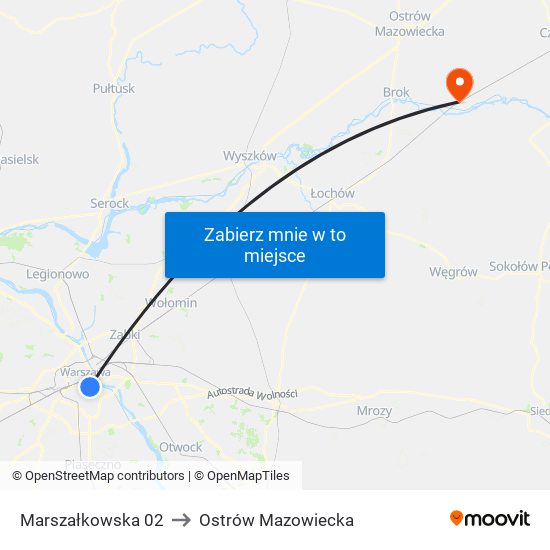 Marszałkowska 02 to Ostrów Mazowiecka map