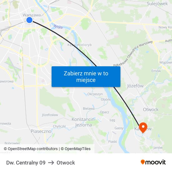 Dw. Centralny 09 to Otwock map