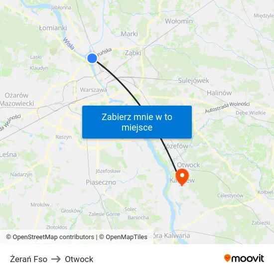 Żerań Fso to Otwock map