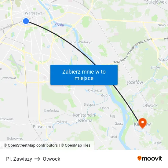 Pl. Zawiszy to Otwock map