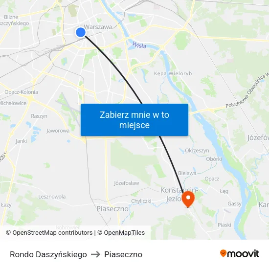 Rondo Daszyńskiego to Piaseczno map