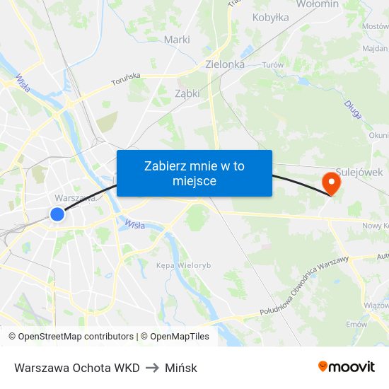 Warszawa Ochota WKD to Mińsk map