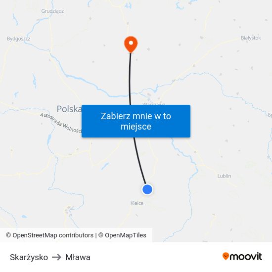 Skarżysko to Mława map