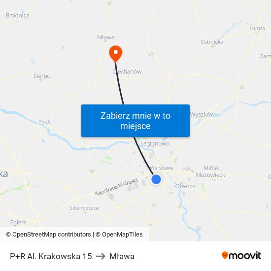 P+R Al. Krakowska to Mława map