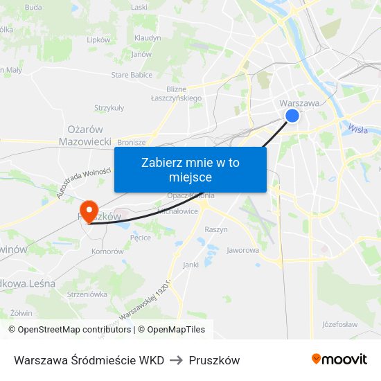 Warszawa Śródmieście WKD to Pruszków map