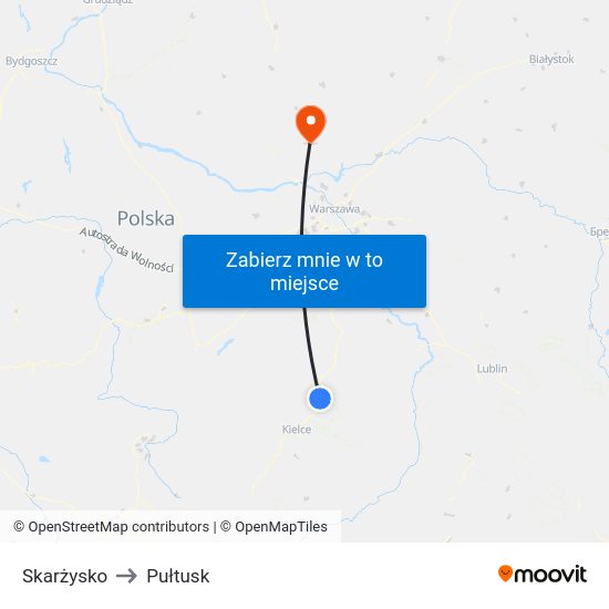 Skarżysko to Pułtusk map