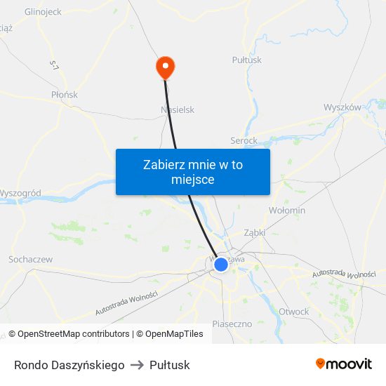 Rondo Daszyńskiego to Pułtusk map