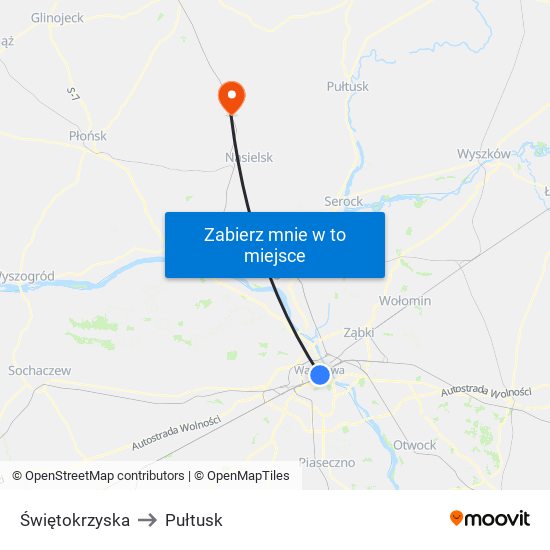 Świętokrzyska to Pułtusk map