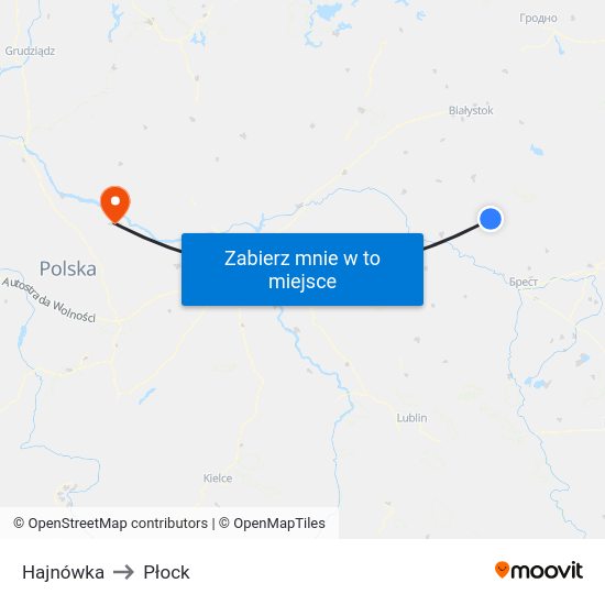 Hajnówka to Płock map