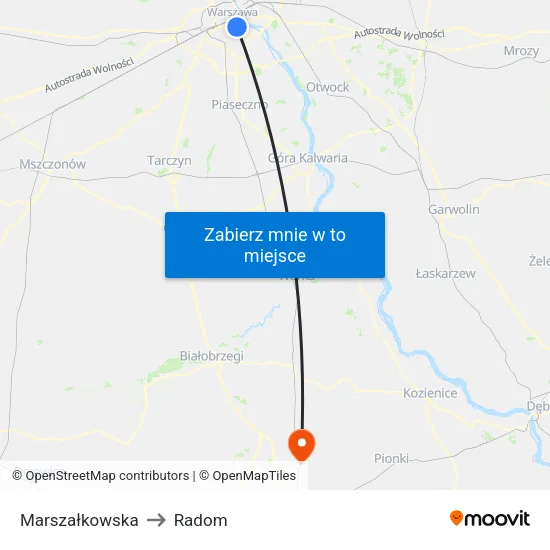 Marszałkowska to Radom map