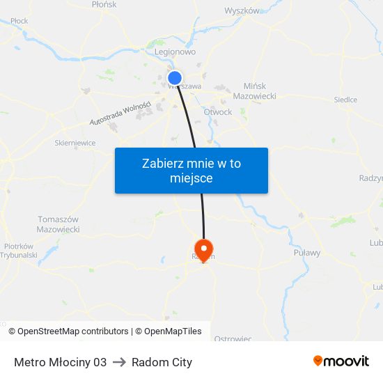 Metro Młociny 03 to Radom City map