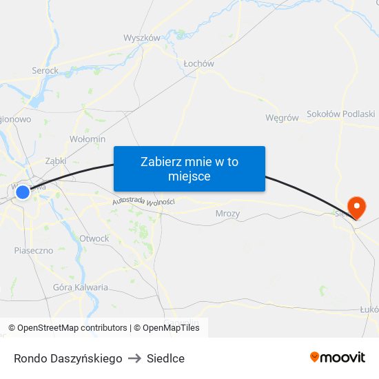 Rondo Daszyńskiego to Siedlce map