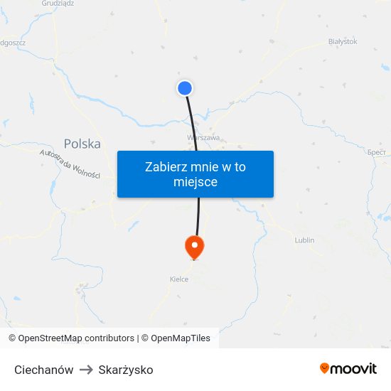 Ciechanów to Skarżysko map