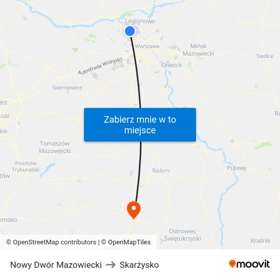 Nowy Dwór Mazowiecki to Skarżysko map