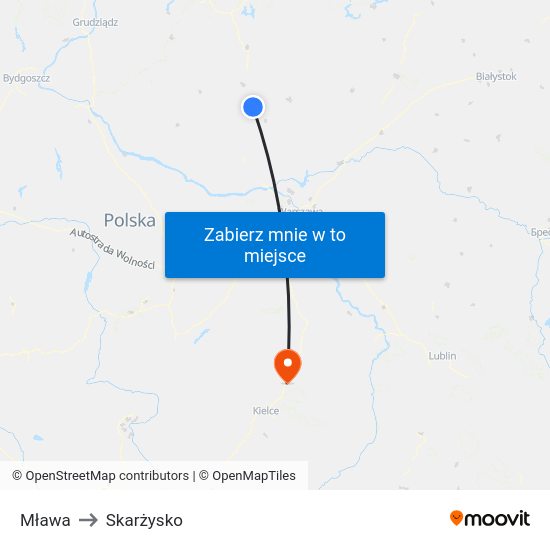 Mława to Skarżysko map