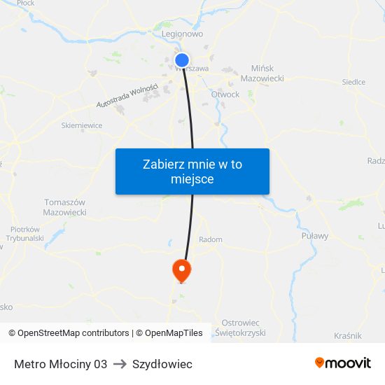 Metro Młociny 03 to Szydłowiec map