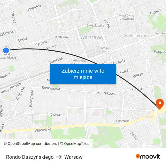 Rondo Daszyńskiego to Warsaw map