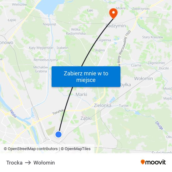 Trocka to Wołomin map