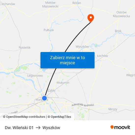 Dw. Wileński 01 to Wyszków map